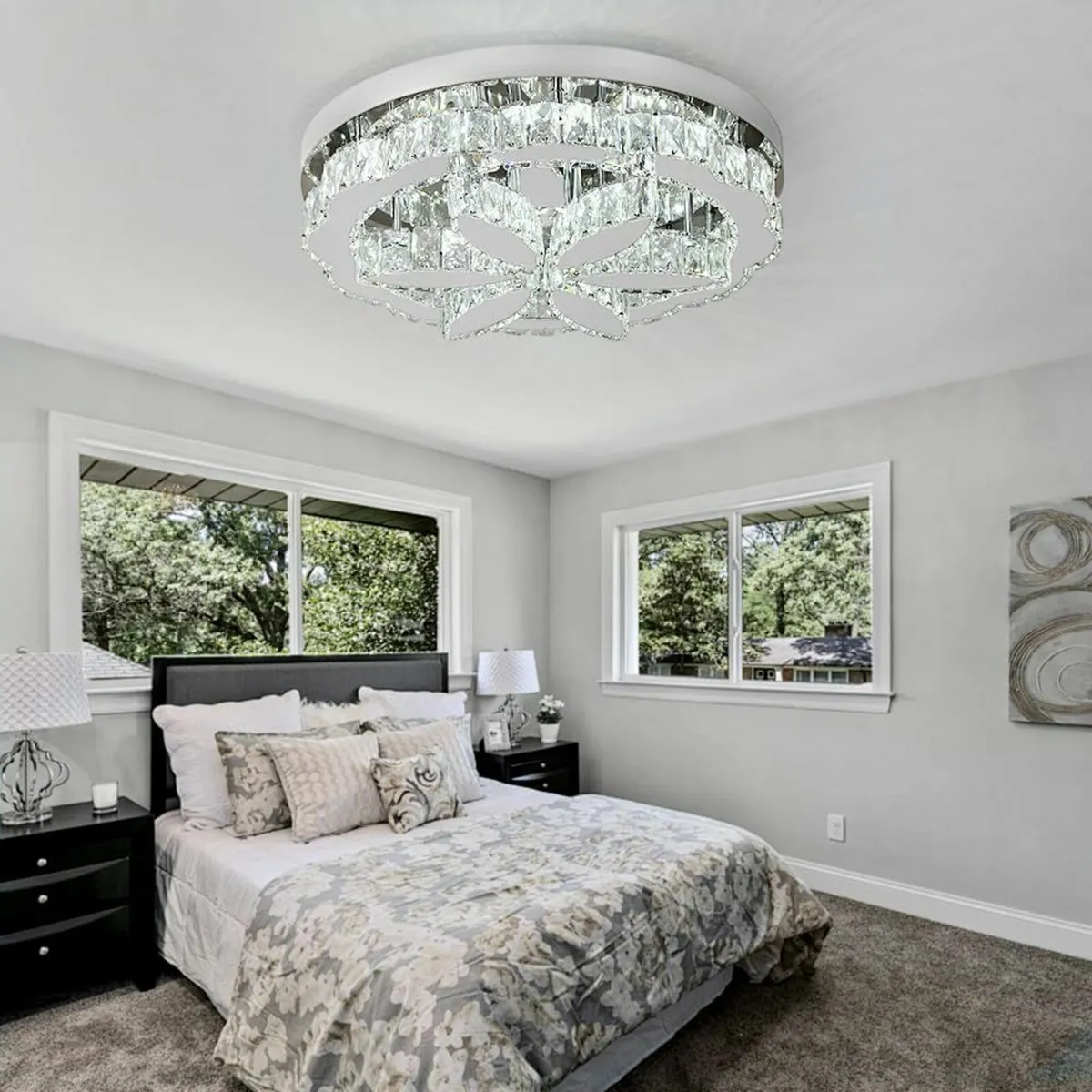 Crystal Chandelier with Remote 3-Color Dimmable - Image 2