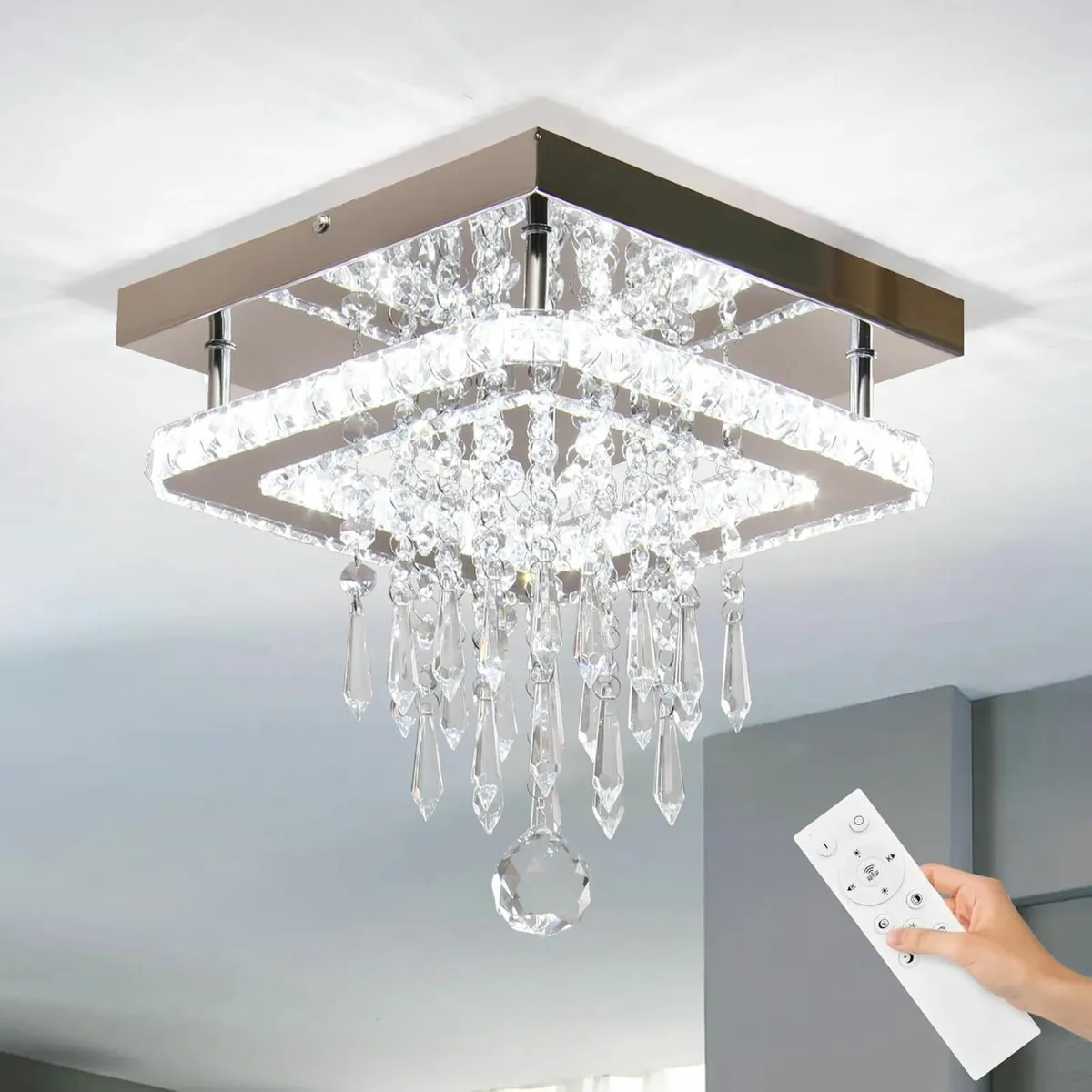 Crystal Chandeliers Ceiling Light Square LED - Image 1