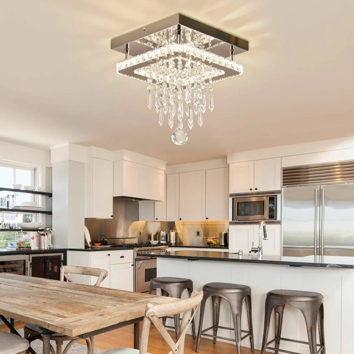 Crystal Chandeliers Ceiling Light Square LED - Image 2