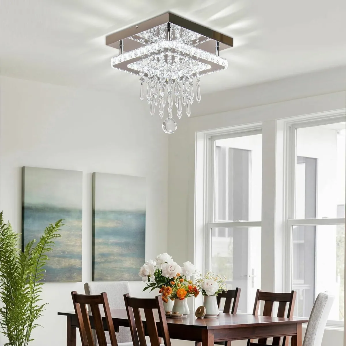 Crystal Chandeliers Ceiling Light Square LED - Image 3