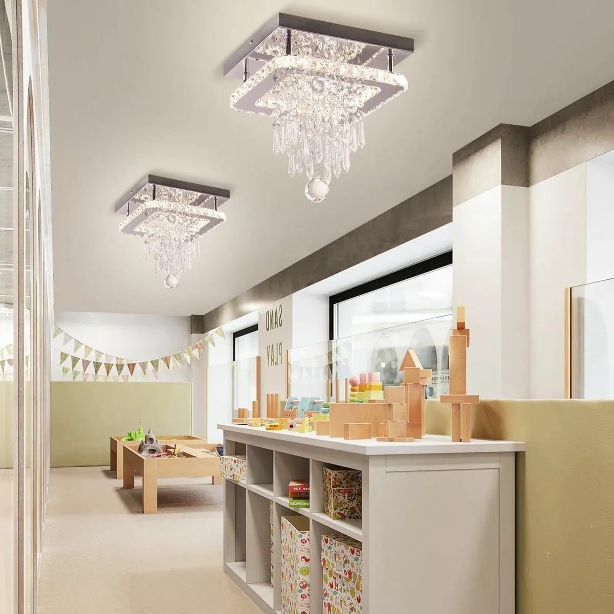 Crystal Chandeliers Ceiling Light Square LED - Image 4