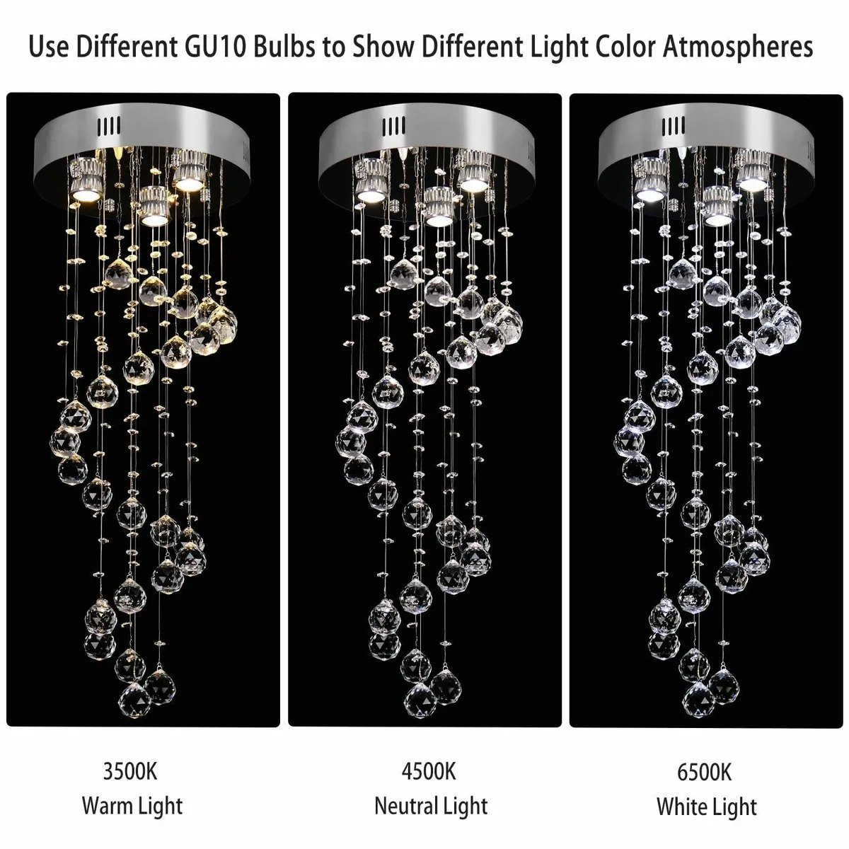 Spiral Flush Mount Ceiling Light Modern Raindrop - Image 2