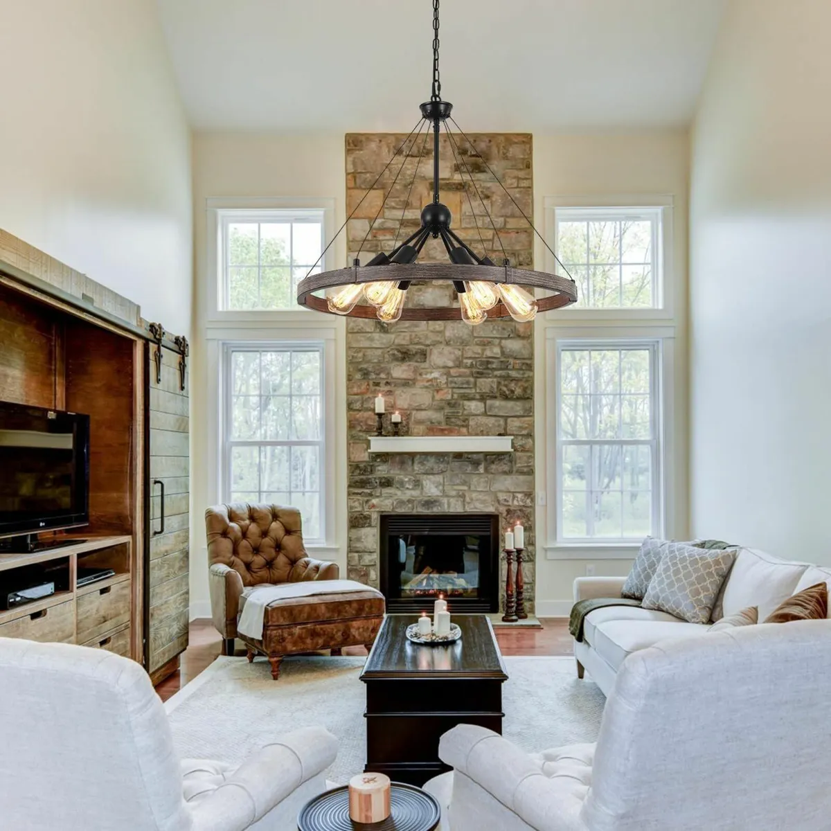 Wagon Wheel Chandeliers Ceiling Light for Living - Image 2