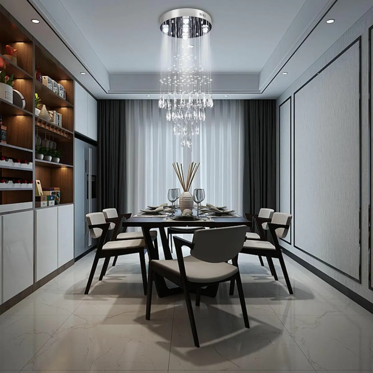 15.7''Raindrop Chandelier Spiral 5-Lights Flush - Image 2