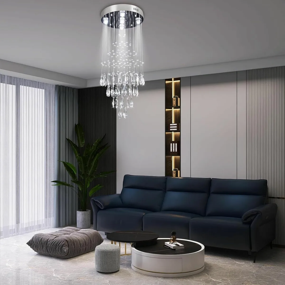 15.7''Raindrop Chandelier Spiral 5-Lights Flush - Image 4