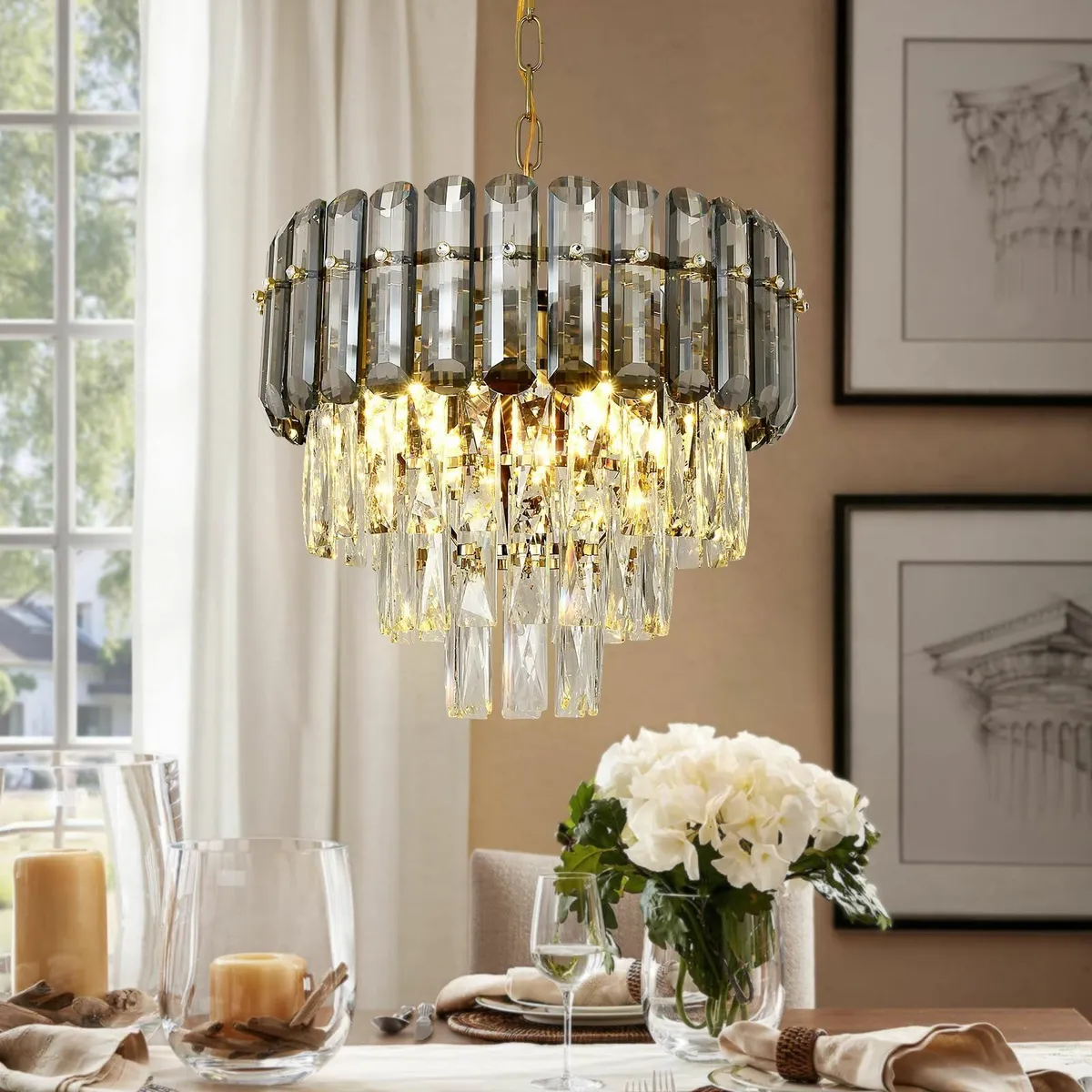 Modern Black Crystal Chandelier Luxury Pendant - Image 1