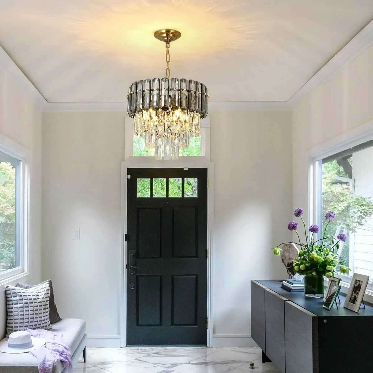 Modern Black Crystal Chandelier Luxury Pendant - Image 2