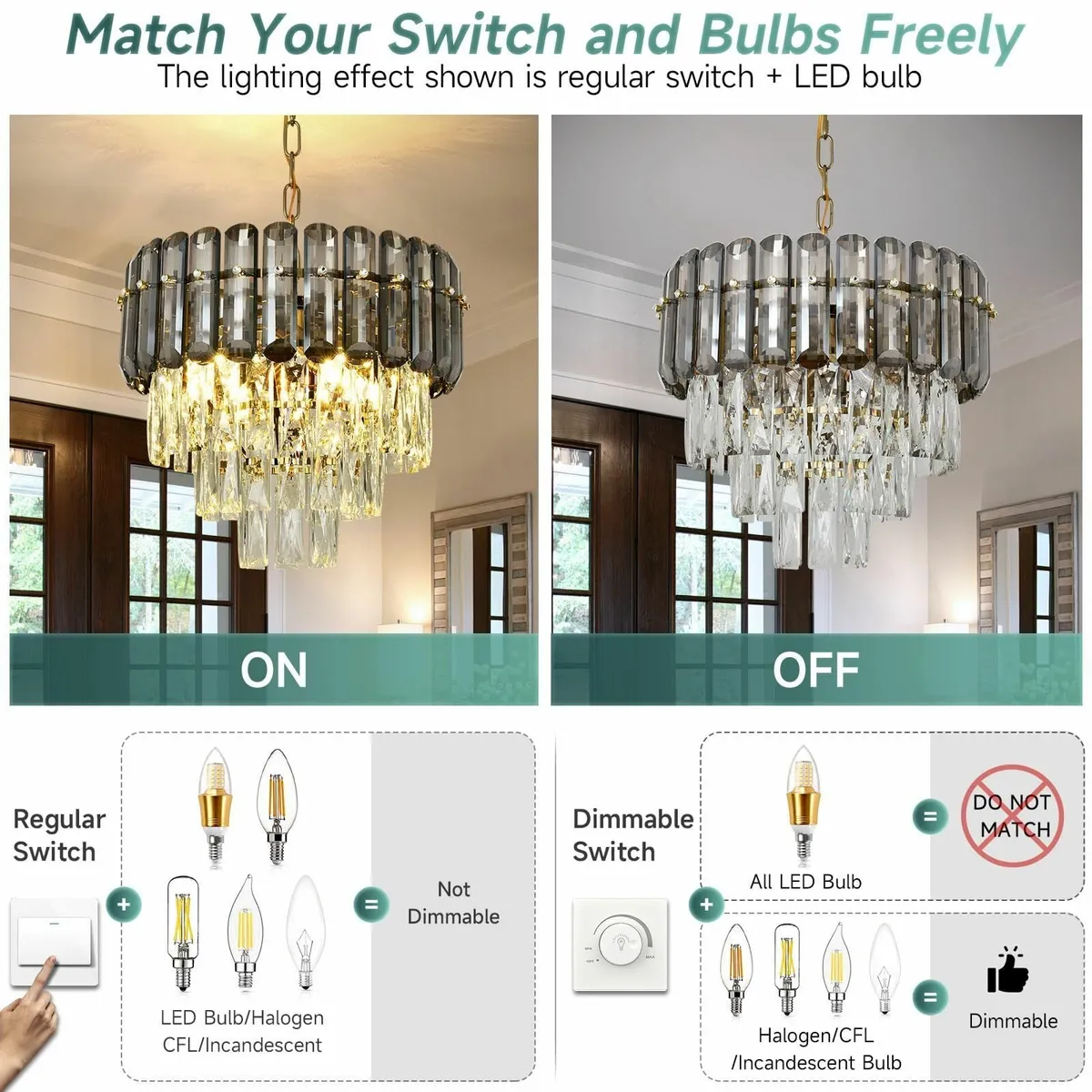 Modern Black Crystal Chandelier Luxury Pendant - Image 4