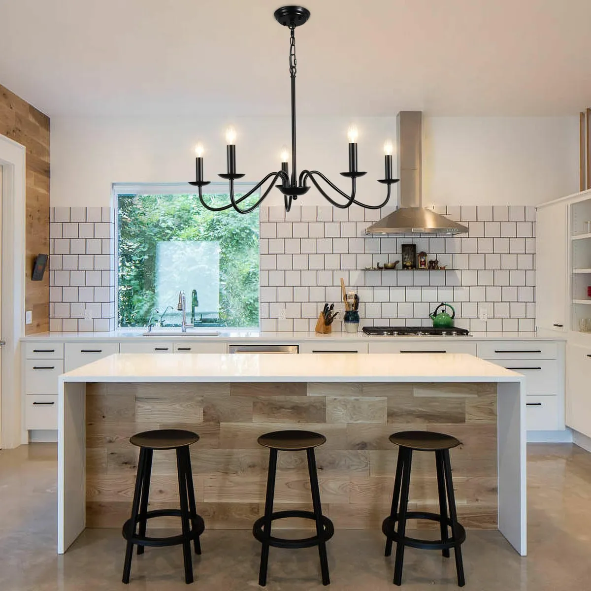 Black Chandelier 5 Lights Chandeliers Ceiling - Image 2