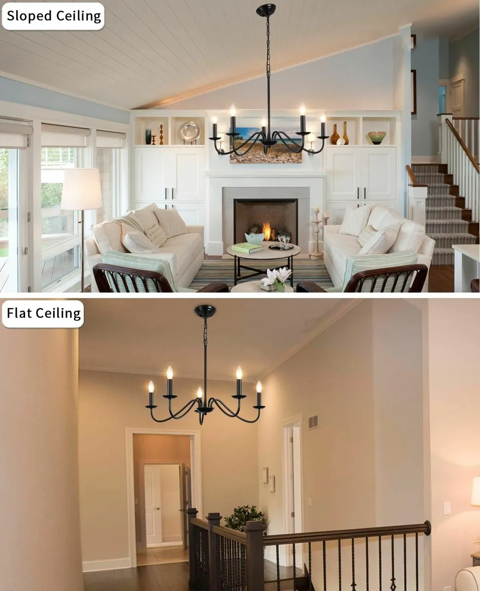 Black Chandelier 5 Lights Chandeliers Ceiling - Image 3