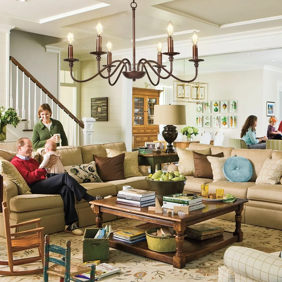 Brown Chandelier Light Fixture: 6-Light Modern - Image 3