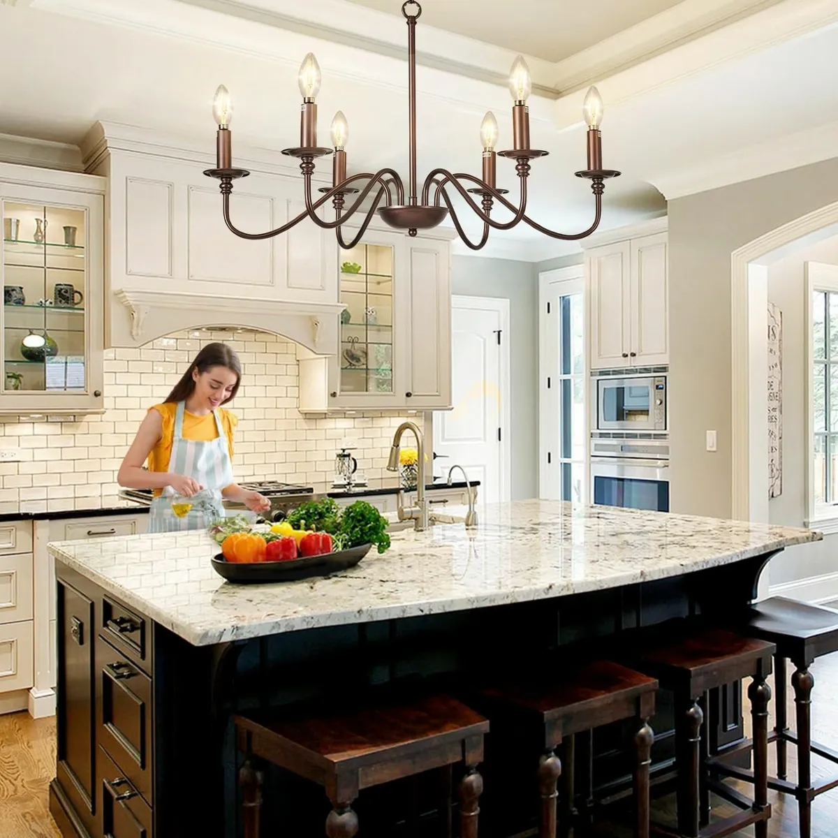 Brown Chandelier Light Fixture: 6-Light Modern - Image 4