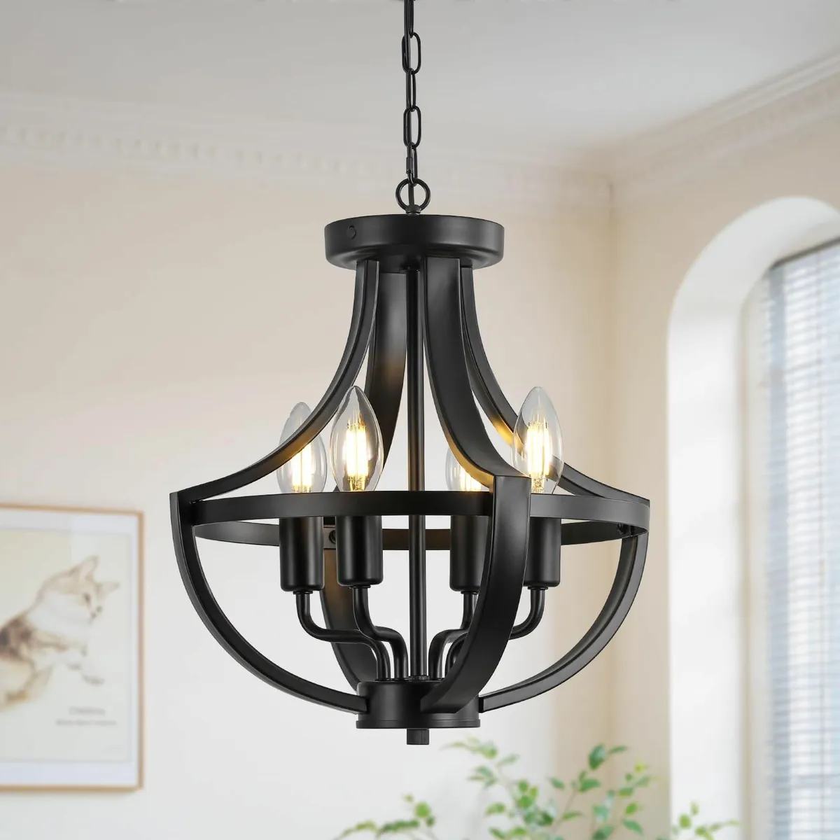 Modern Farmhouse Chandelier for Dining Room，4-Ligh - Image 1