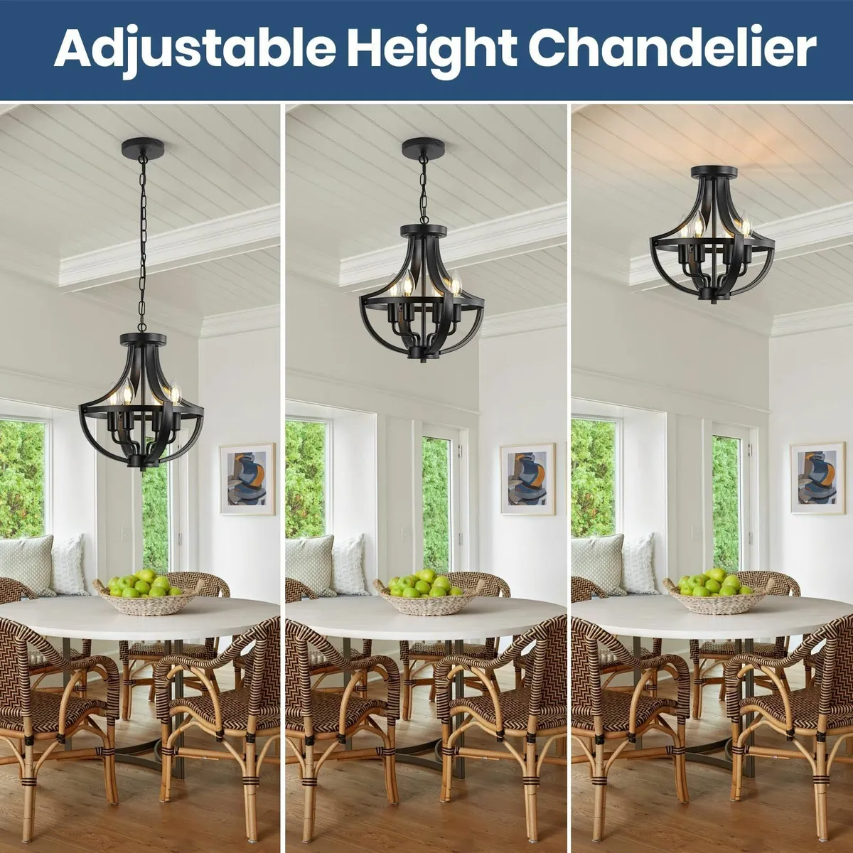 Modern Farmhouse Chandelier for Dining Room，4-Ligh - Image 4