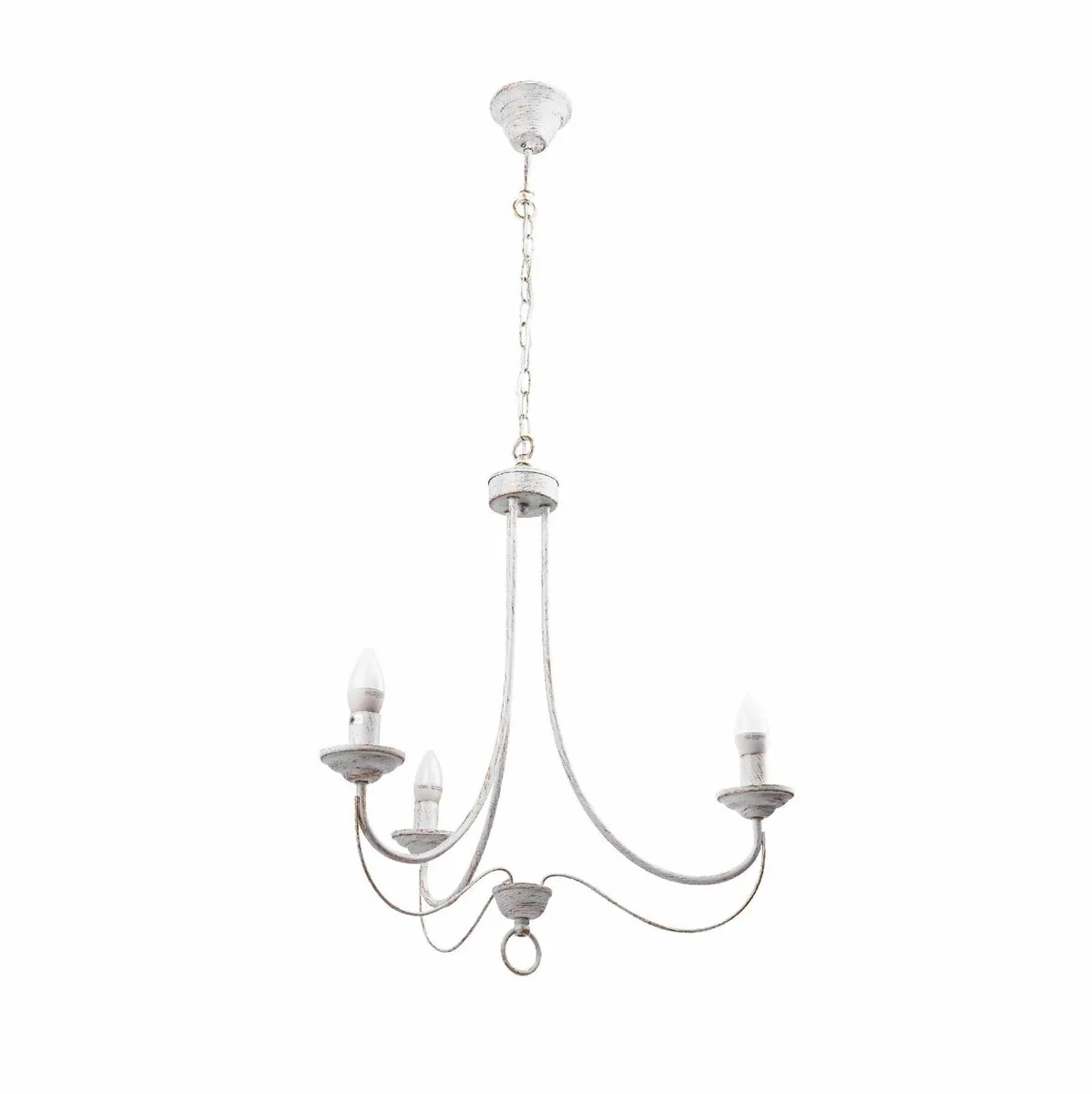 Gold Brushed White Rice Metal Arm Candle Ceiling - Image 1