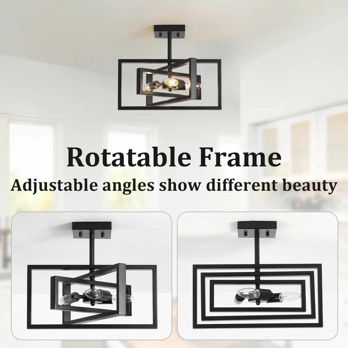 Black Ceiling Light Living Room 3 Lights Chandelie - Image 2