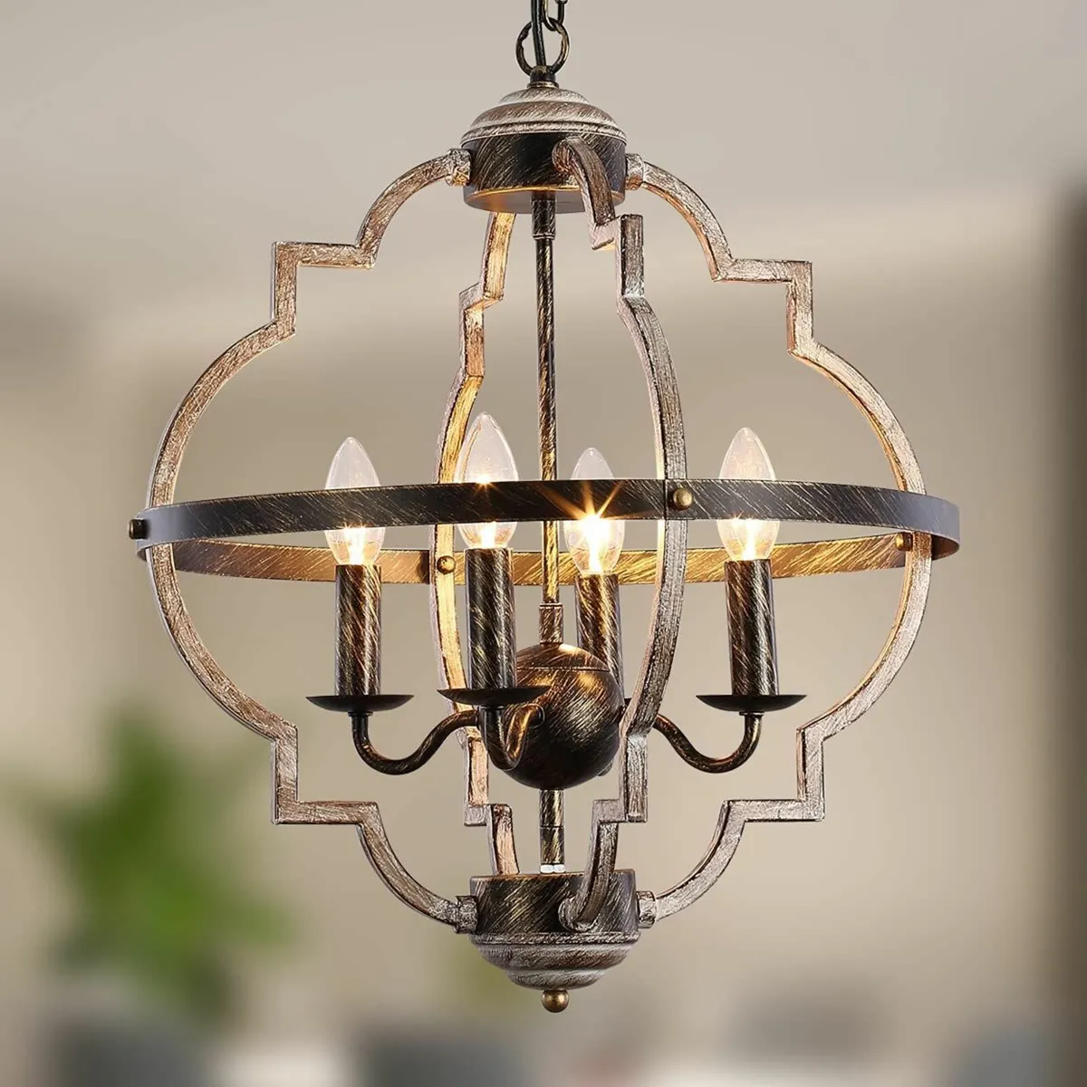 Rustic Farmhouse Chandelier 4-Lights Adjustable - Image 1