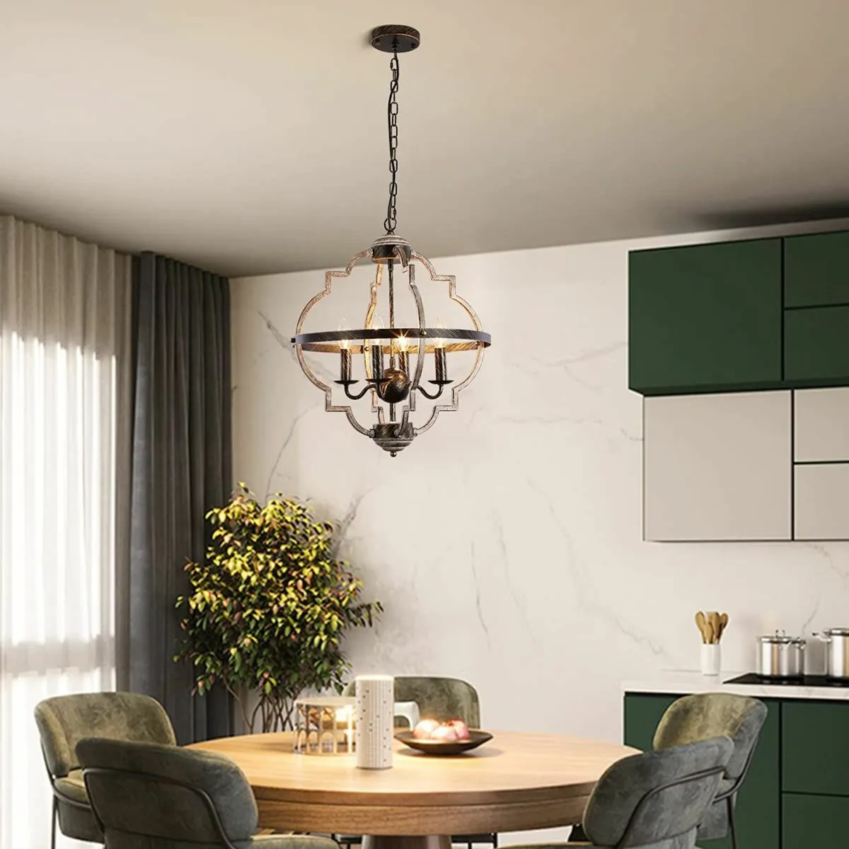 Rustic Farmhouse Chandelier 4-Lights Adjustable - Image 2