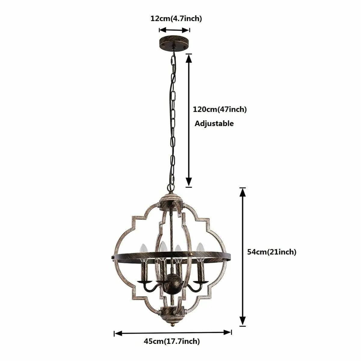 Rustic Farmhouse Chandelier 4-Lights Adjustable - Image 3