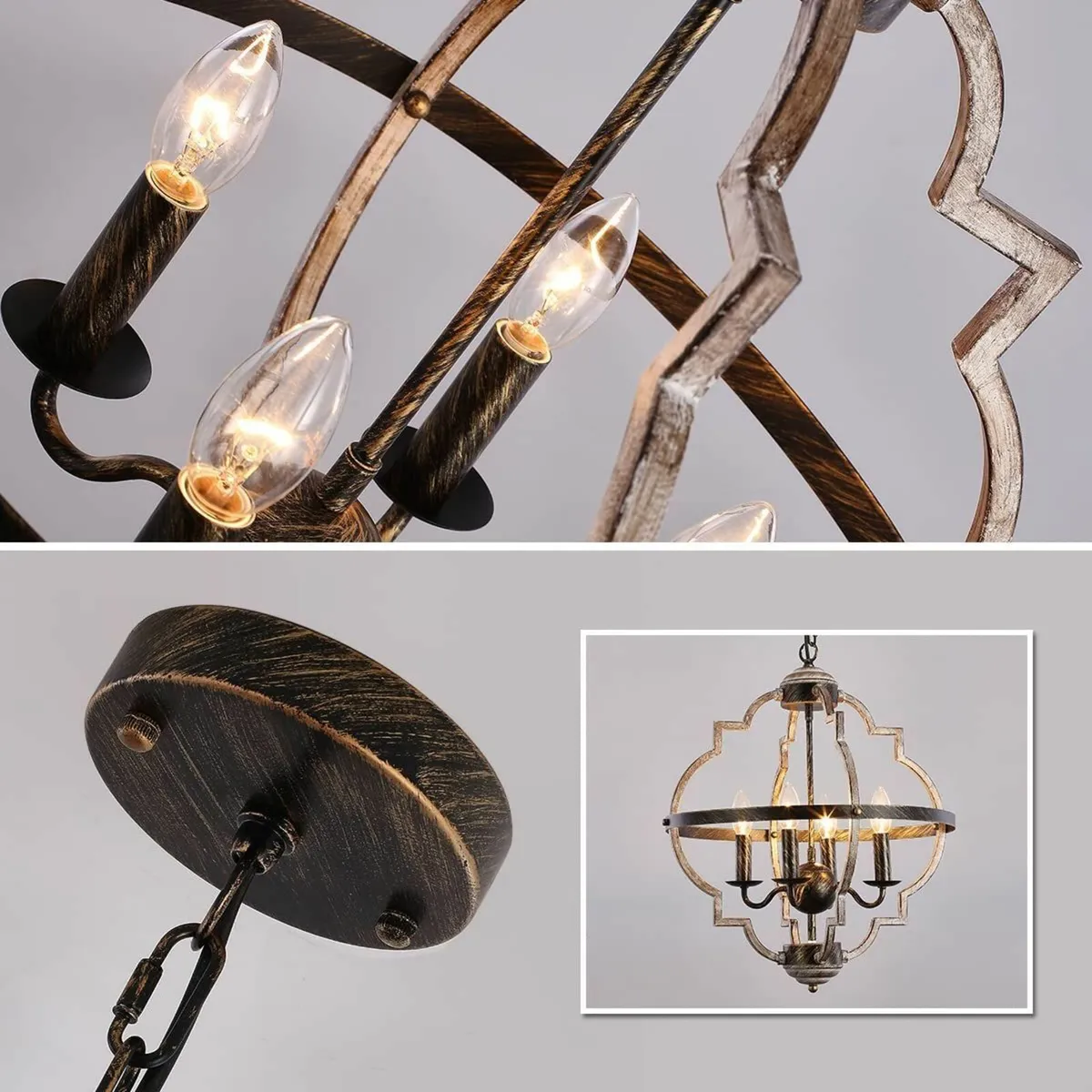 Rustic Farmhouse Chandelier 4-Lights Adjustable - Image 4