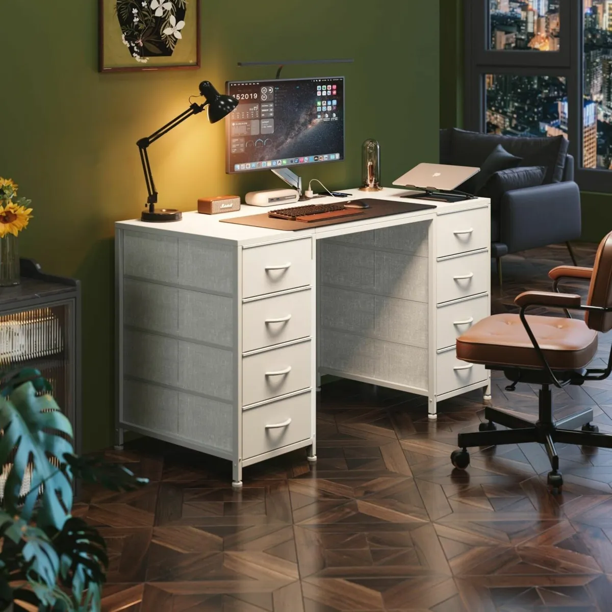 120cm Computer Desk with 8 Drawers Home Office - Image 2