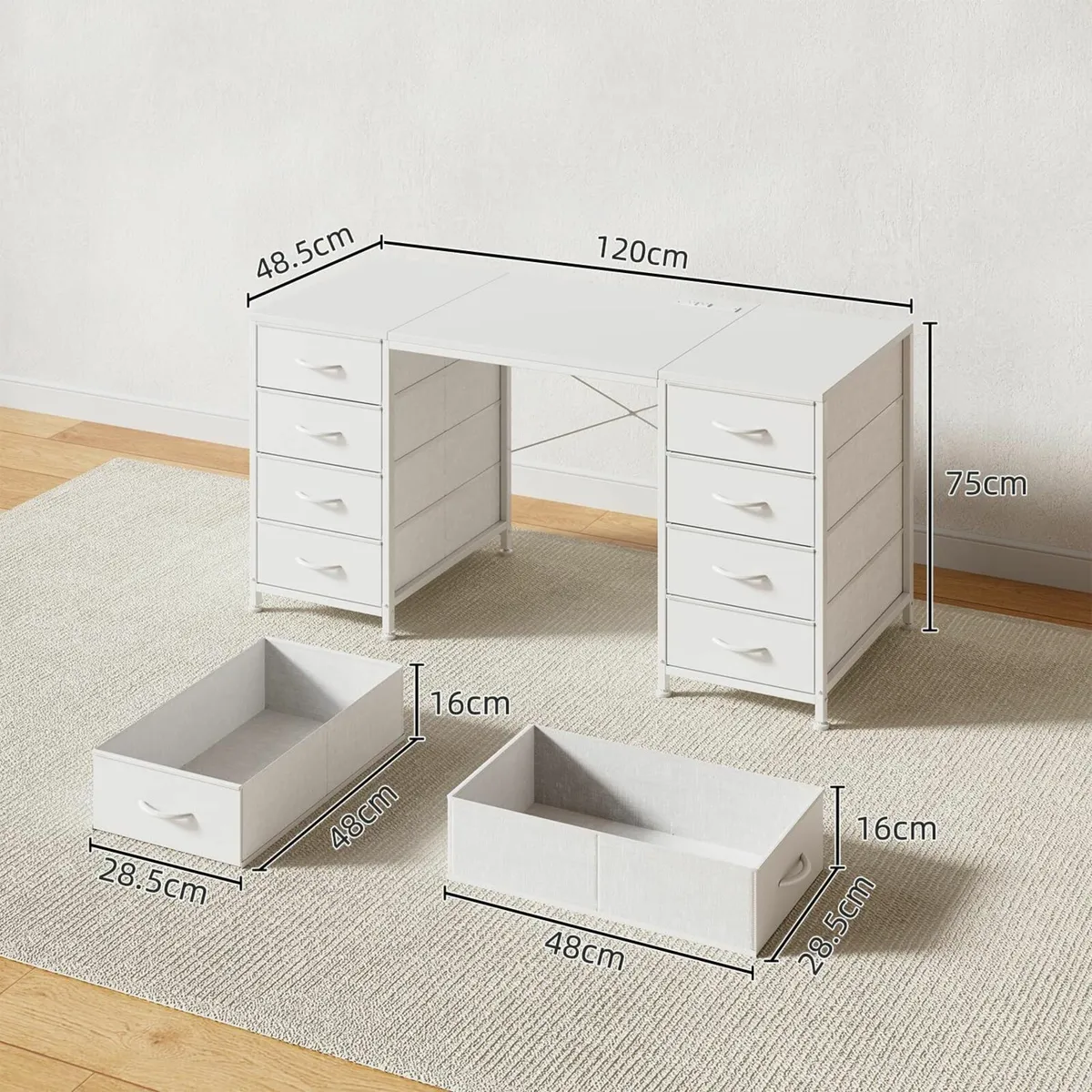 120cm Computer Desk with 8 Drawers Home Office - Image 3