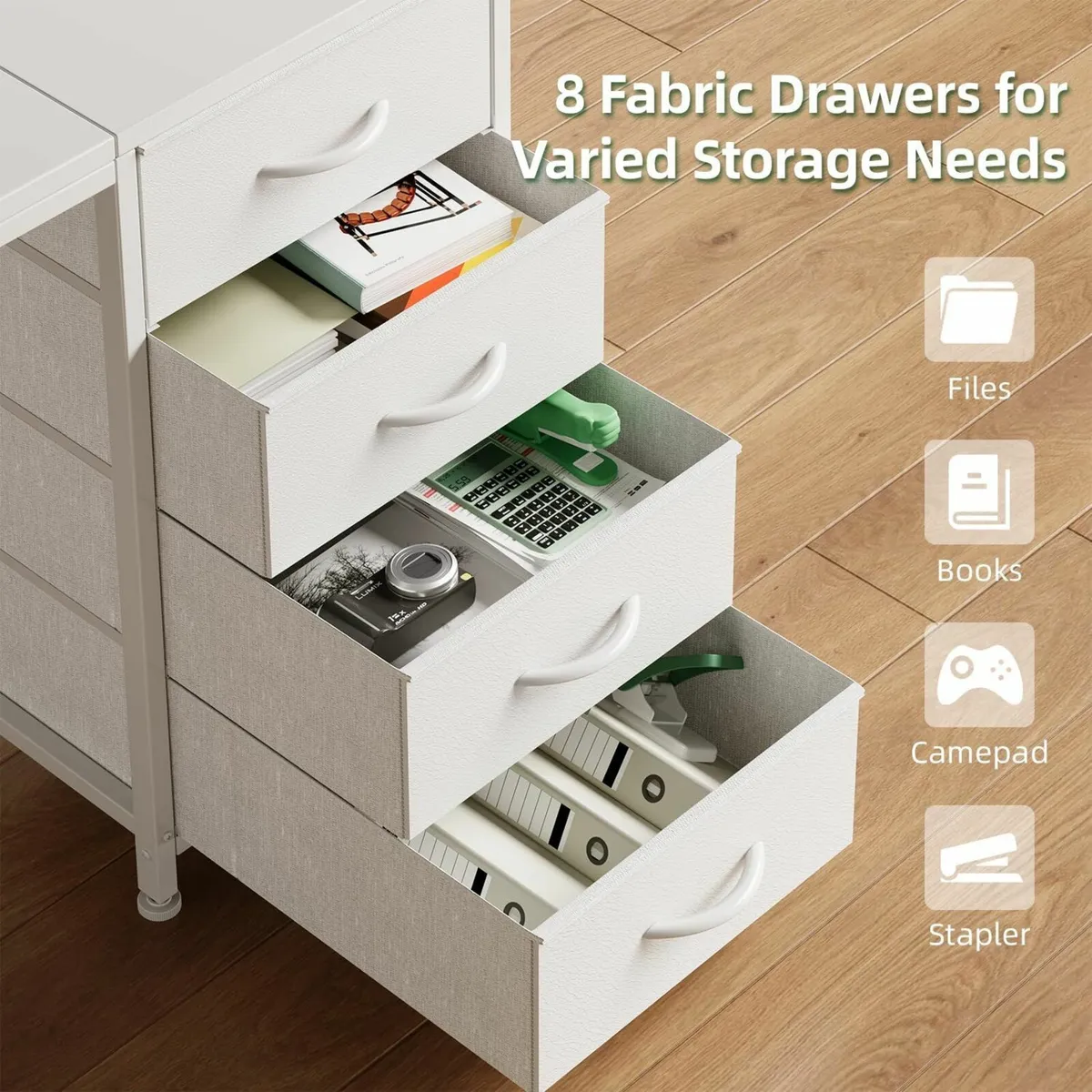 120cm Computer Desk with 8 Drawers Home Office - Image 4