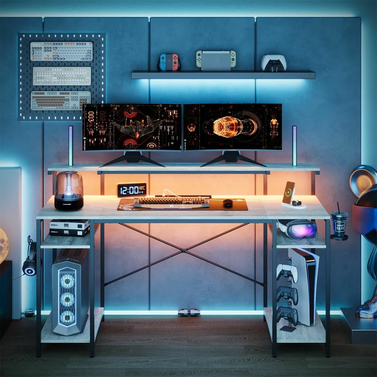 140 CM Computer Desk with Power Outlets LED - Image 2