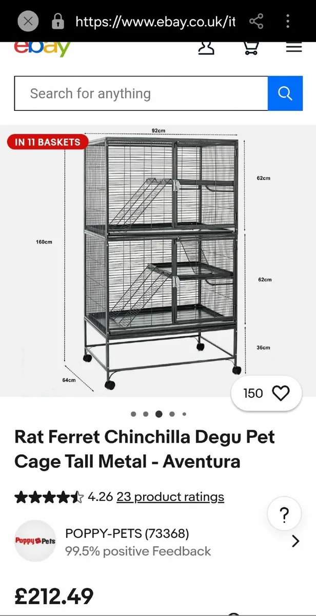 Rat Ferret Chinchilla Degu Pet Cage Tall Metal - Image 1
