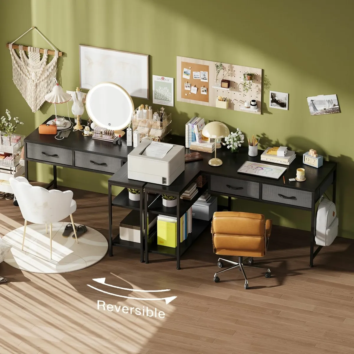 L Shaped Computer Desk with 2 Drawers 100CM - Image 4