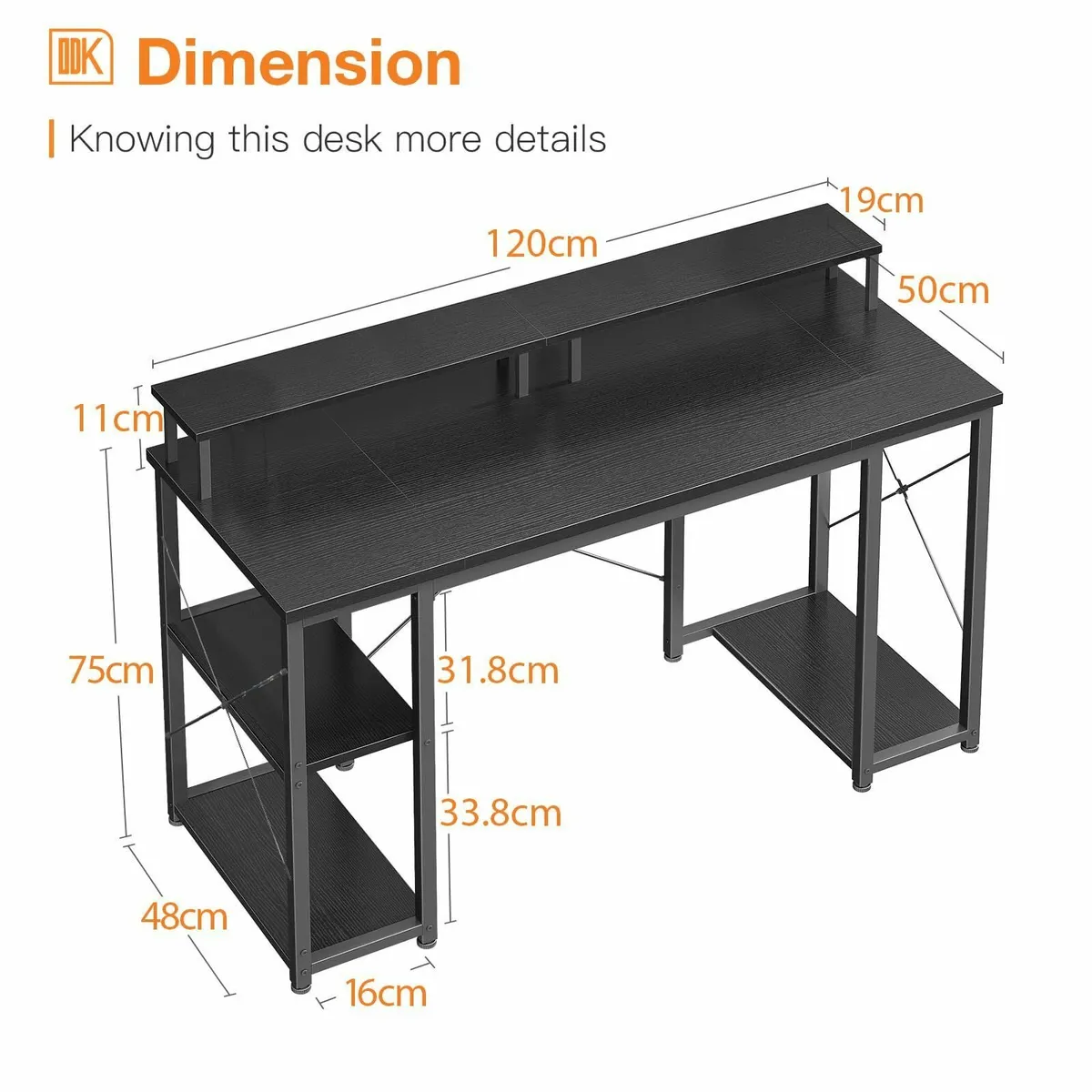 Computer Desk With Monitor Stand 120 x 50 cm - Image 3