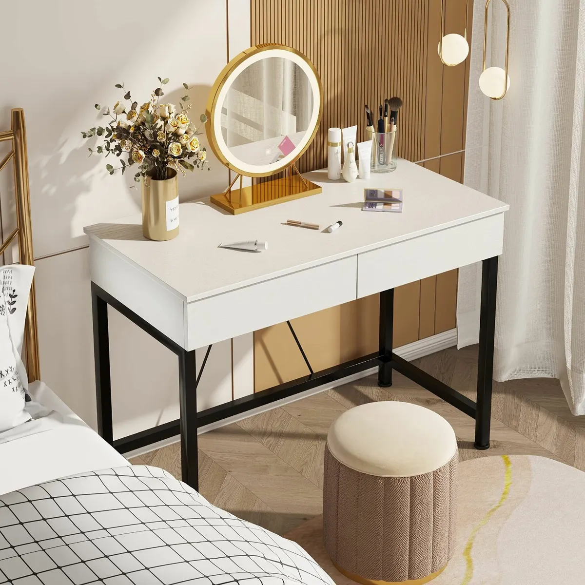 Computer Desk with Drawers Dressing Table Vanity - Image 2