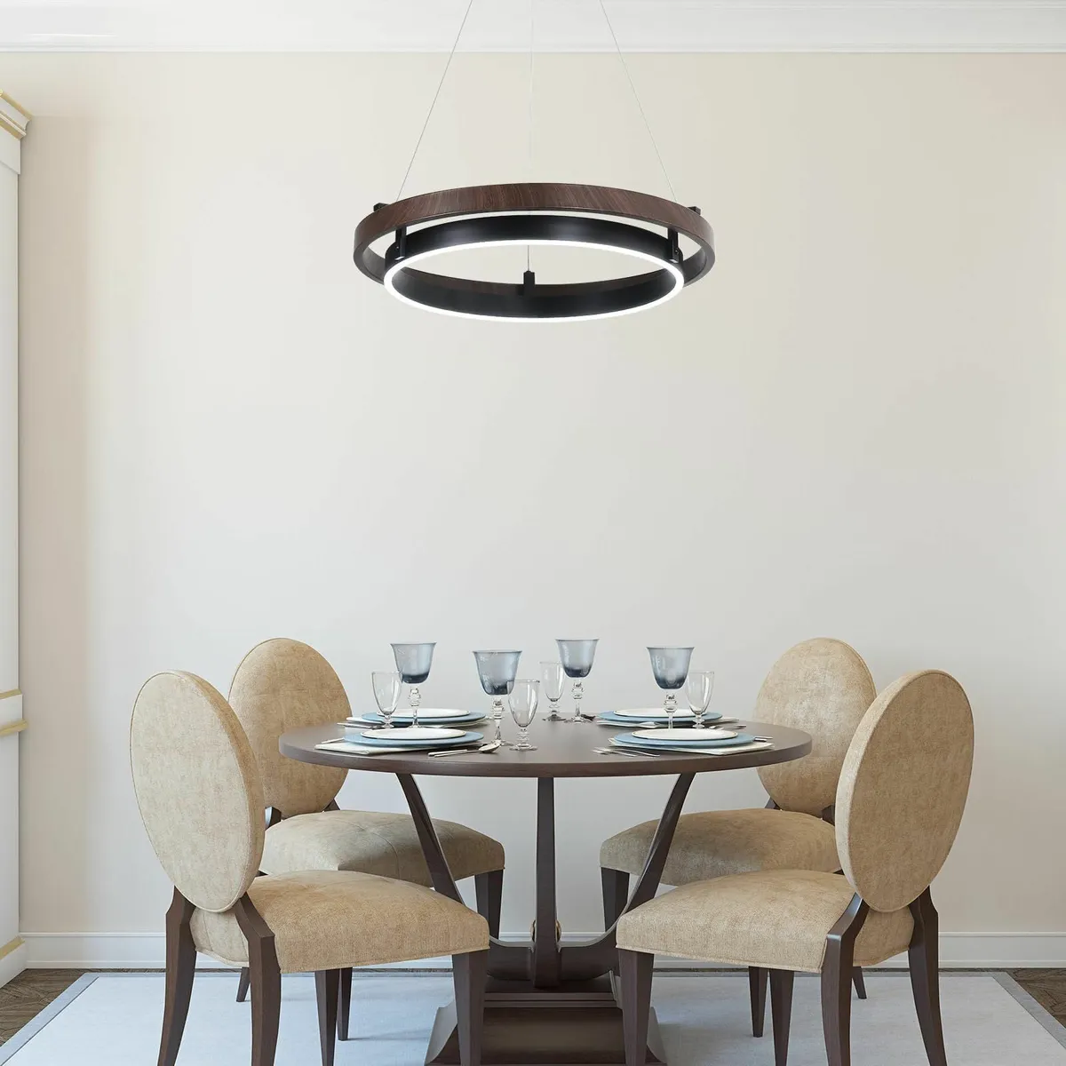 LED 2-Ring Chandelier Black Light Fixture with - Image 2