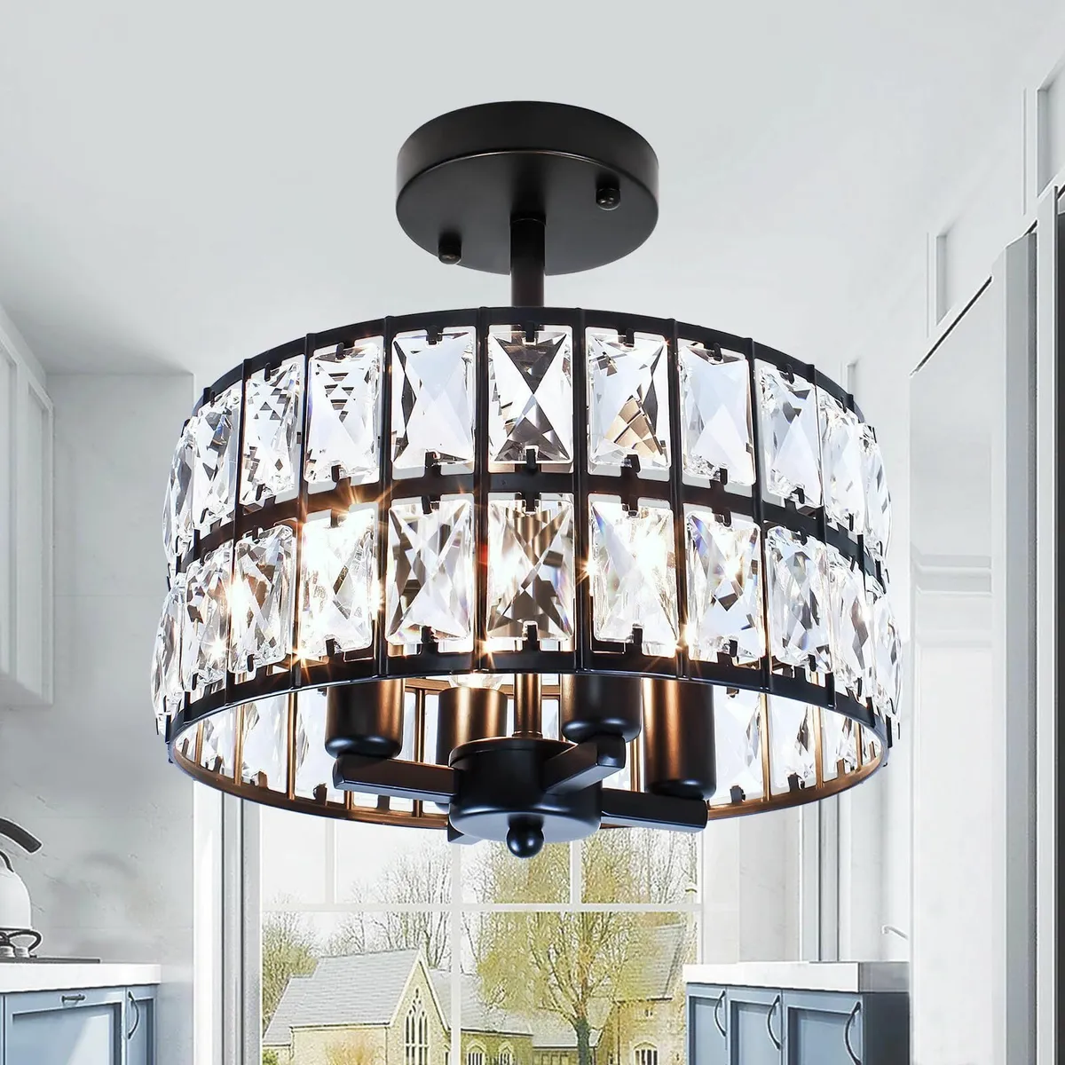 Modern Crystal Ceiling Lighting 4-Light Metal - Image 1