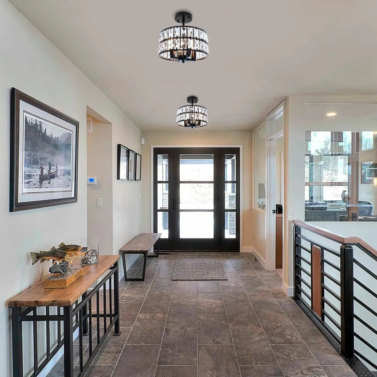 Modern Crystal Ceiling Lighting 4-Light Metal - Image 4