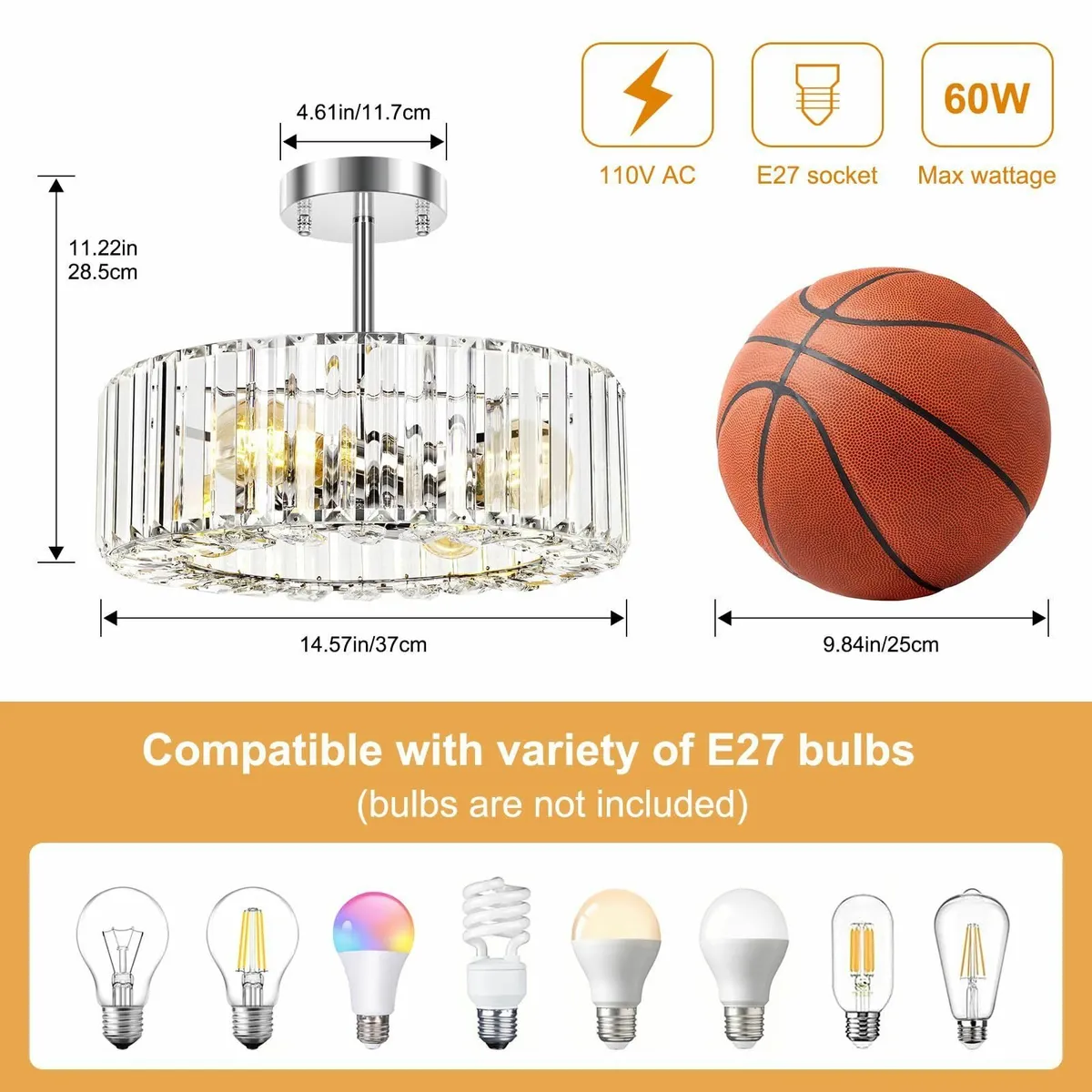 Modern Crystal Ceiling Lights Fixture 4-Lights - Image 2