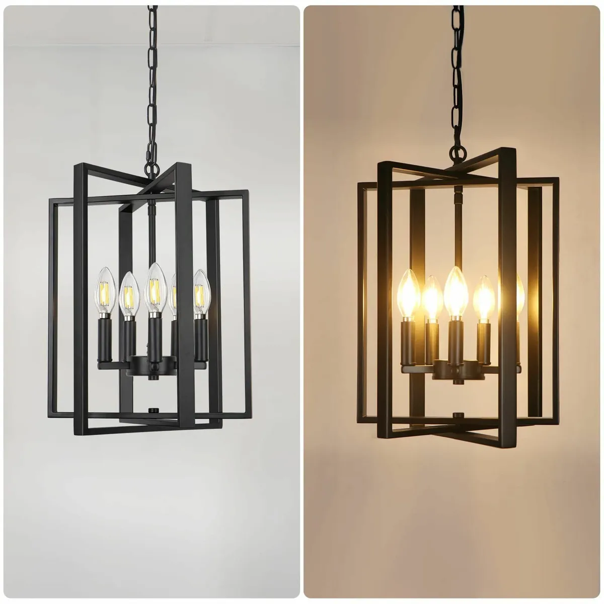 Modern Black Chandelier 5 Lights Farmhouse Rustic - Image 3