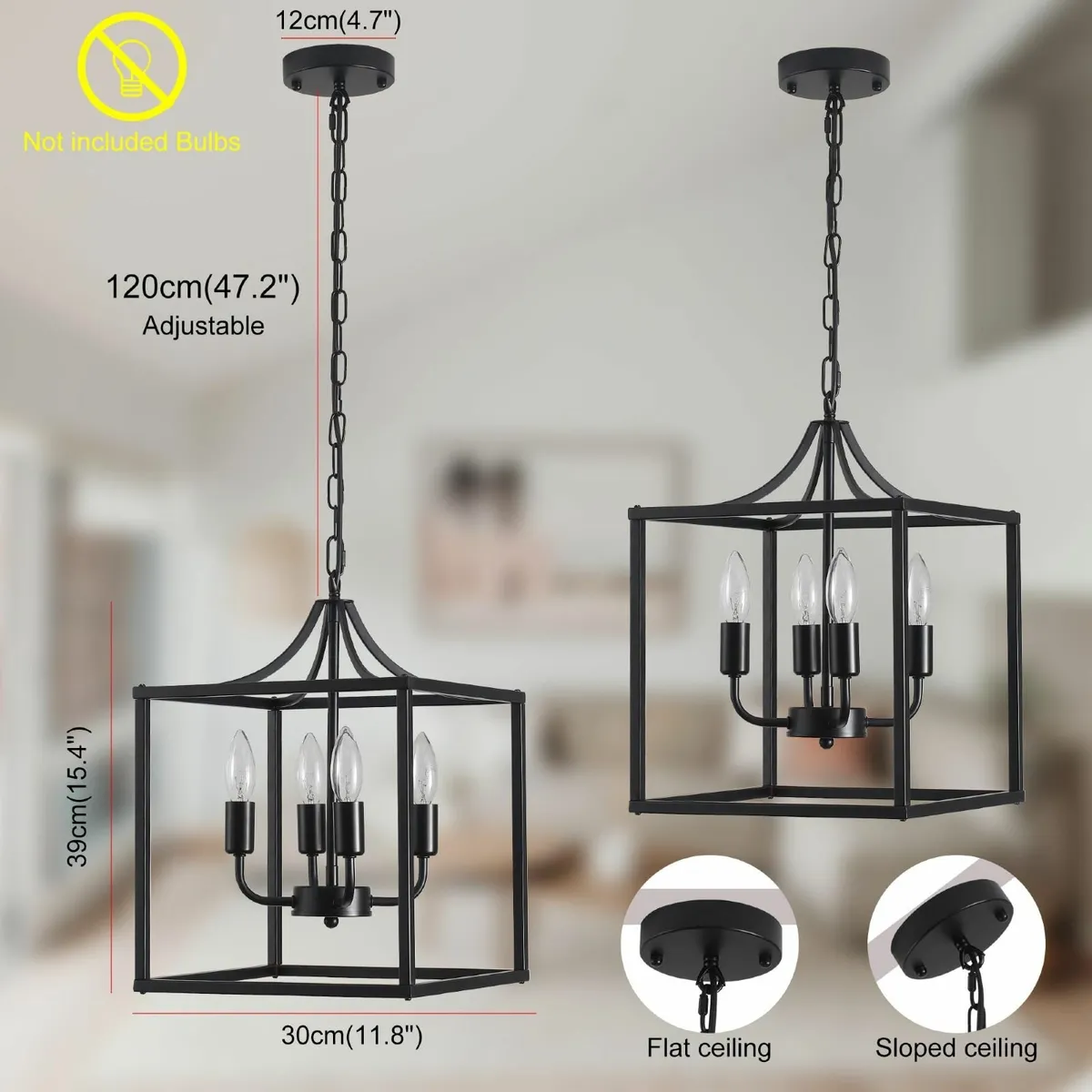 Industrial Metal Chandelier Elegant Black - Image 3