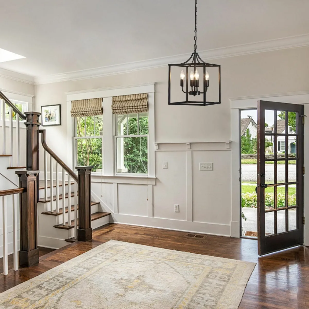 Industrial Metal Chandelier Elegant Black - Image 4