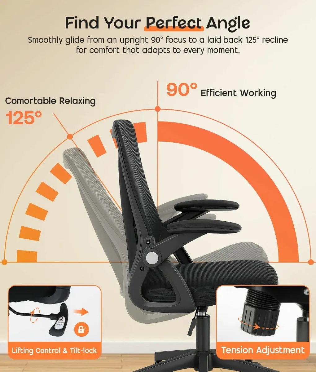 Ergonomic Office Chair with 90degrees Flip-up - Image 3