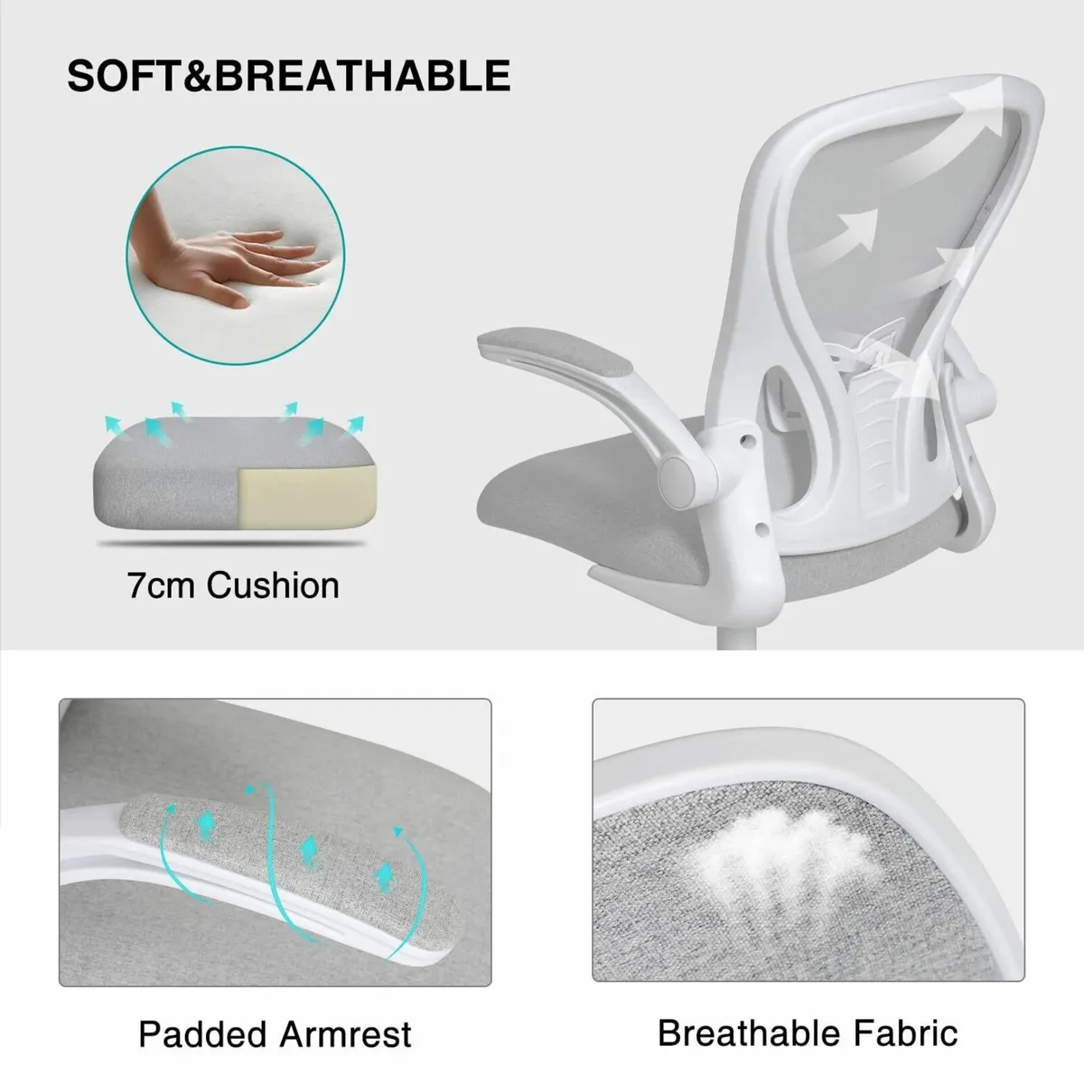 Ergonomic Desk Chair - Flip-up Armrest Mesh with - Image 4