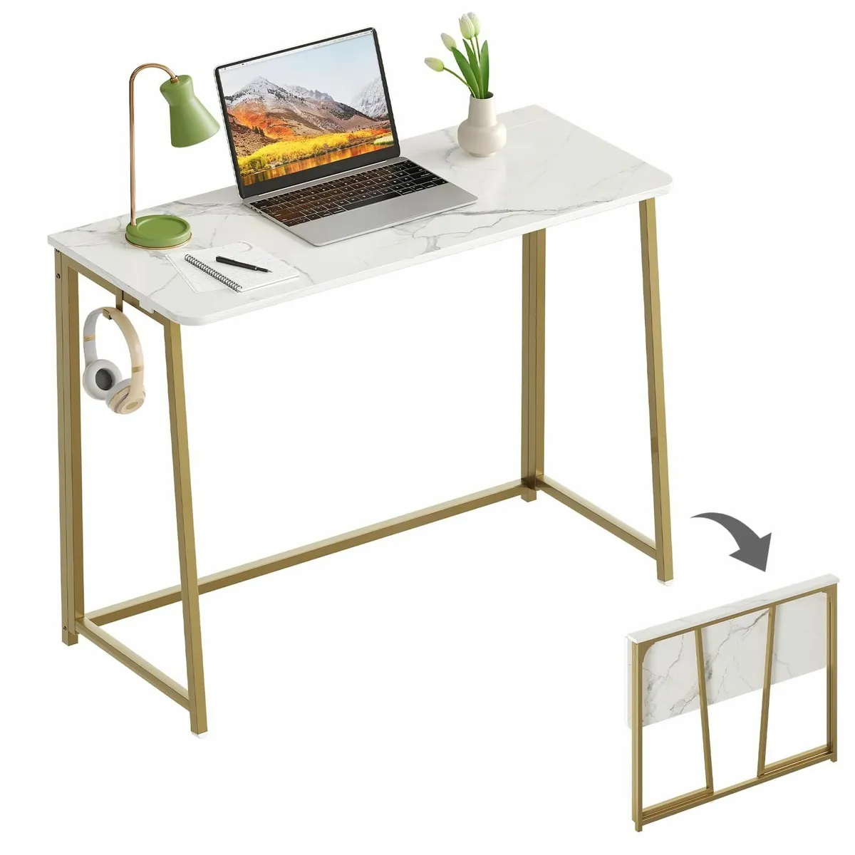 Folding Desk Small Writing Space-Saving Foldable - Image 1