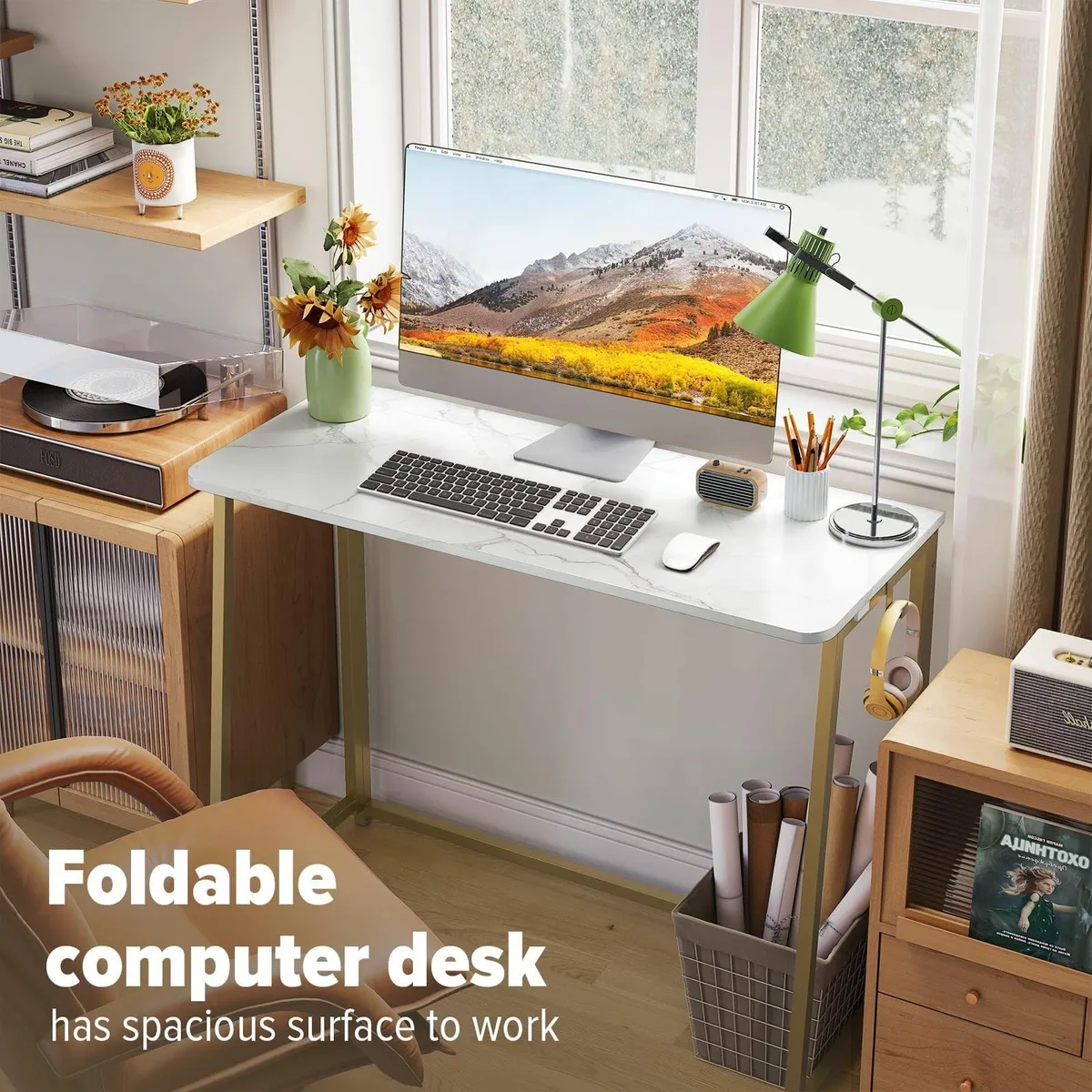Folding Desk Small Writing Space-Saving Foldable - Image 2