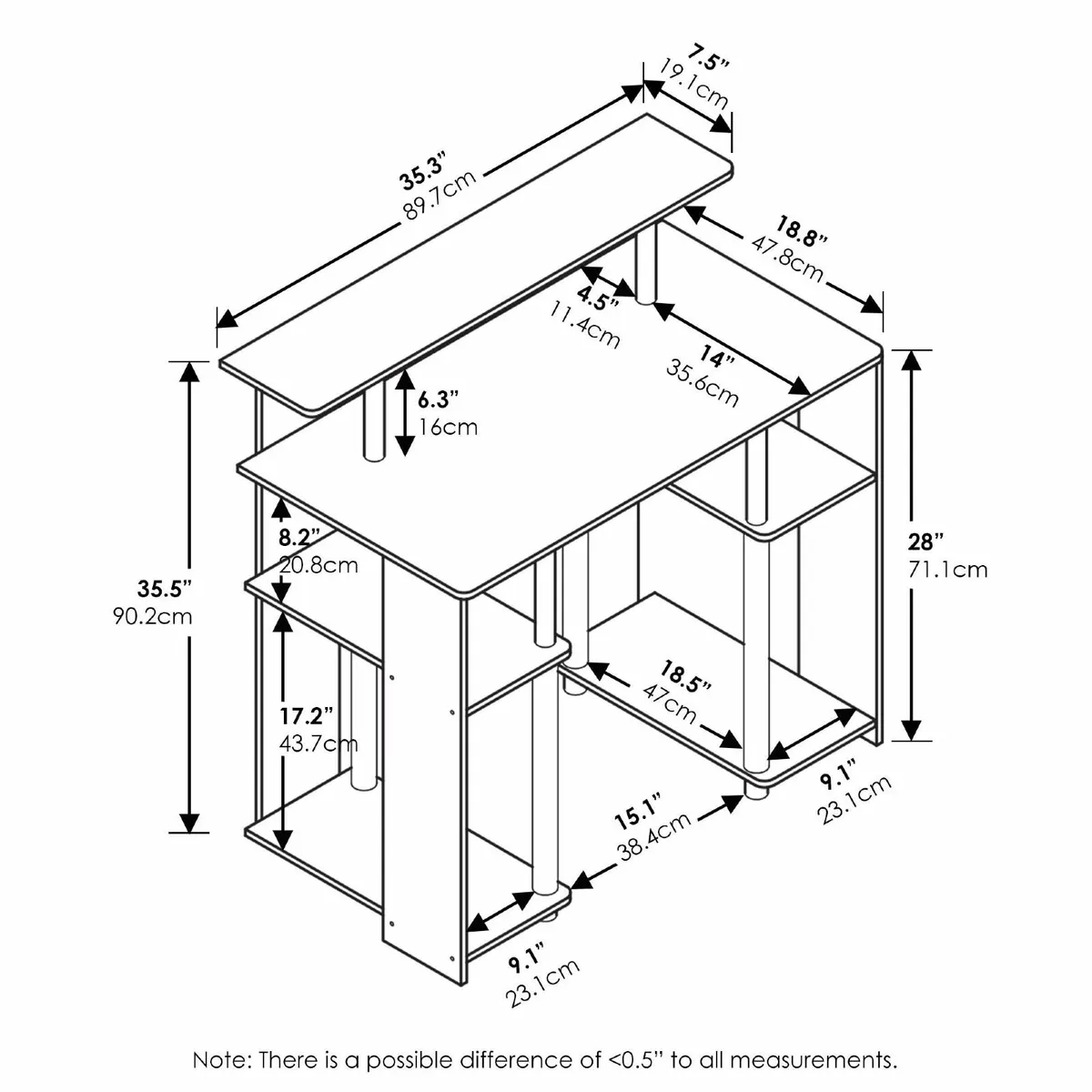 JAYA Simple Design Computer Desk Writing Study - Image 3
