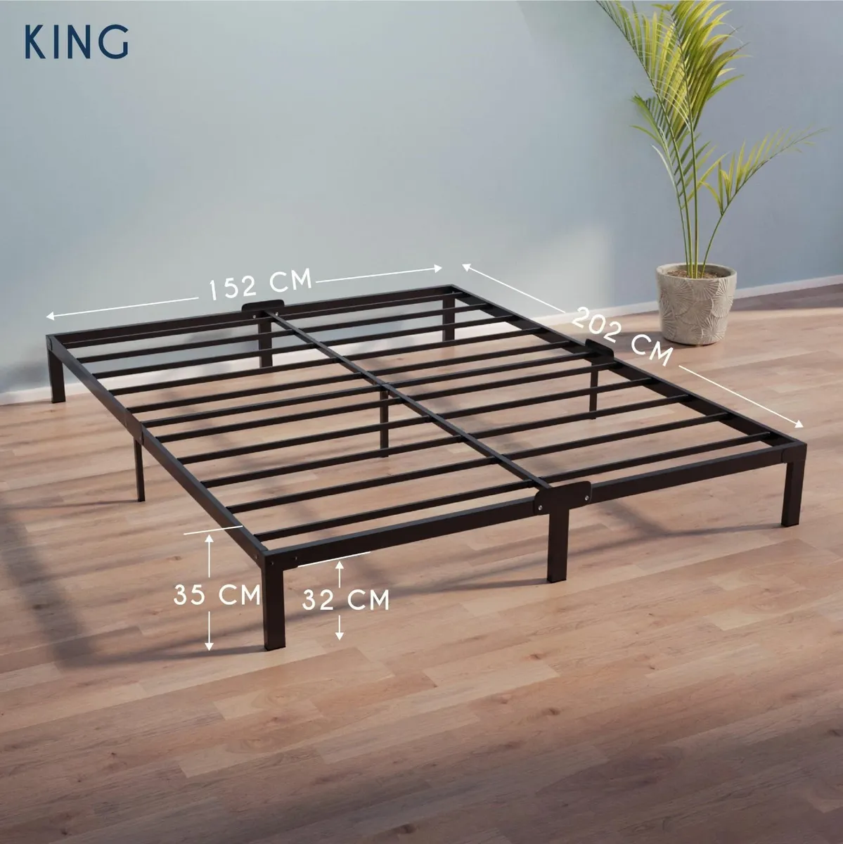 - King Size Bed Frame Metal 150x200 with Storage - Image 2
