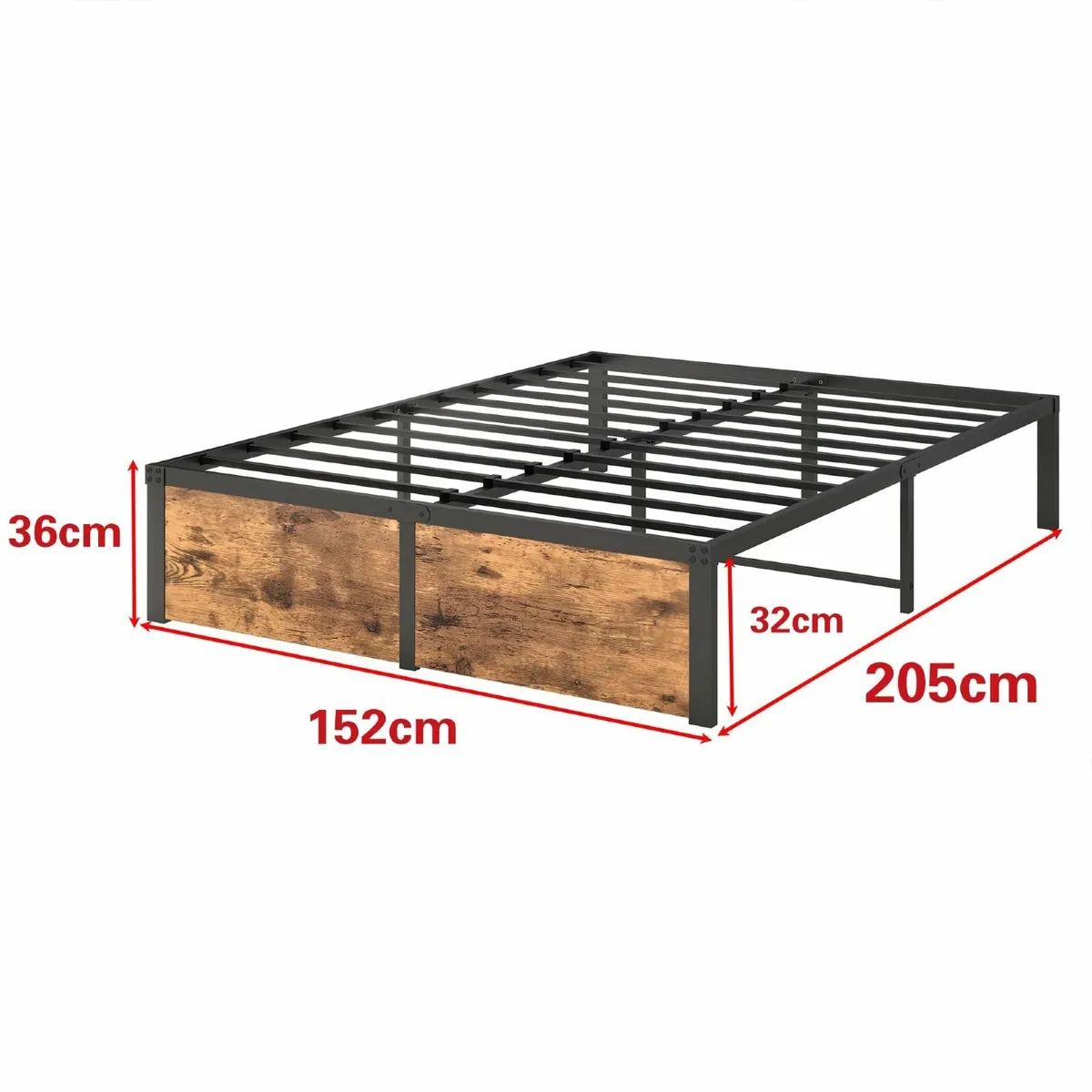5ft King Size Bed Frame with Wooden Footbed Solid - Image 2