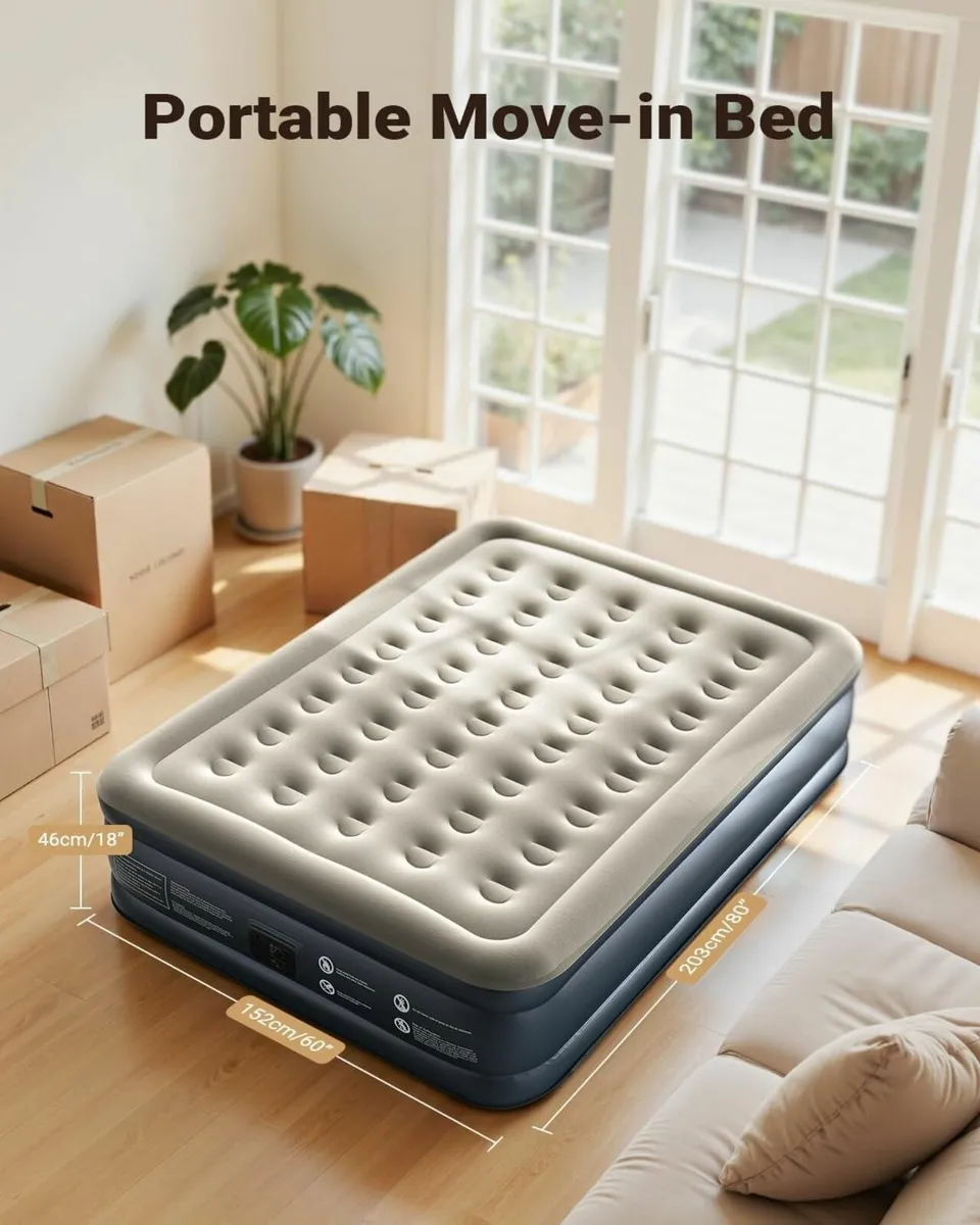 Inflatable Blow Up Mattress King Size Airbed with - Image 3