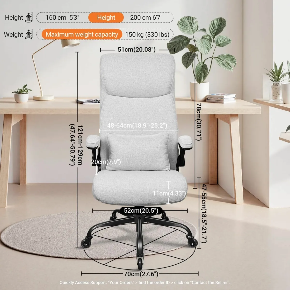 Office Chair for Tall People – High Back Desk - Image 2