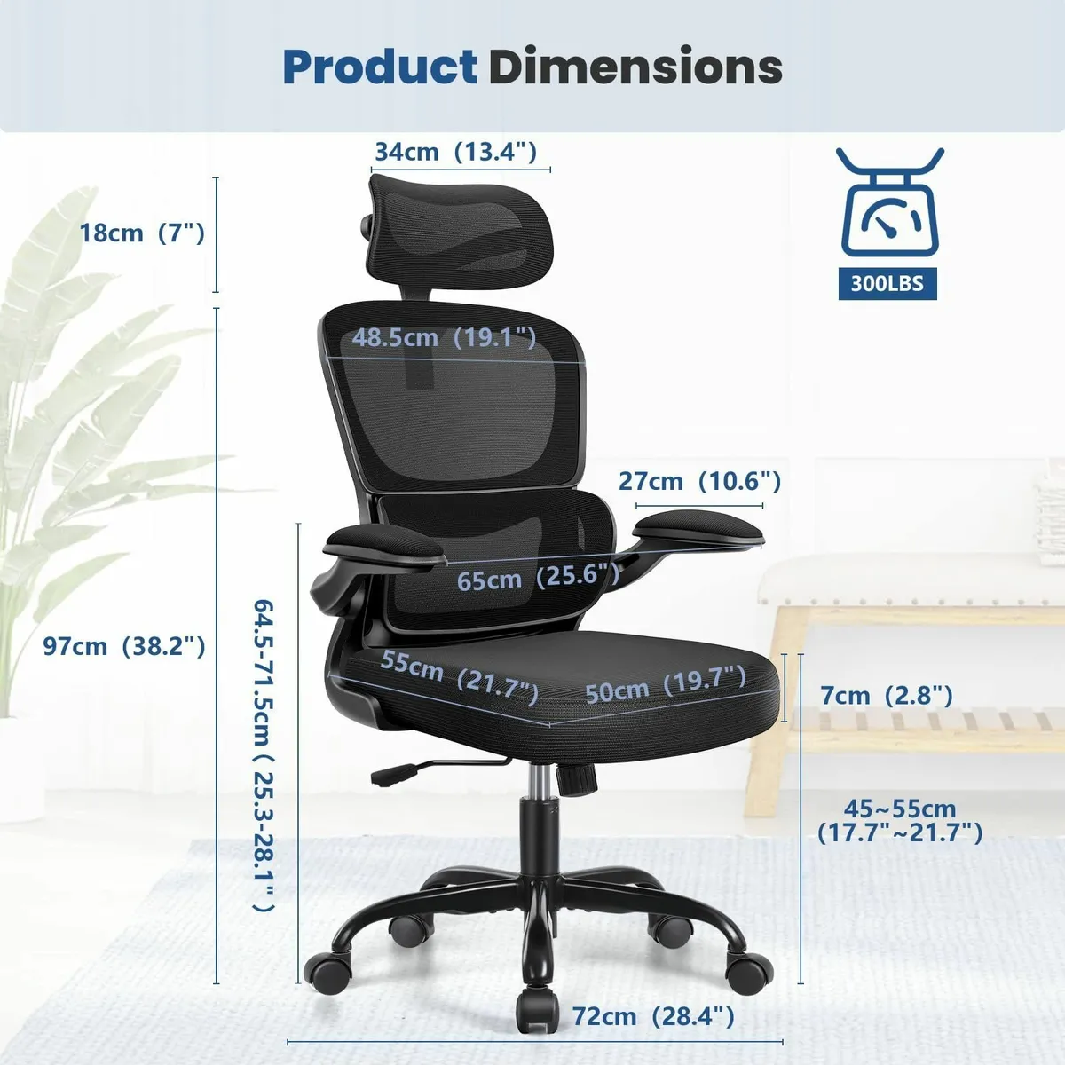 Ergonomic Office Chair Mesh Desk with Lumbar - Image 2