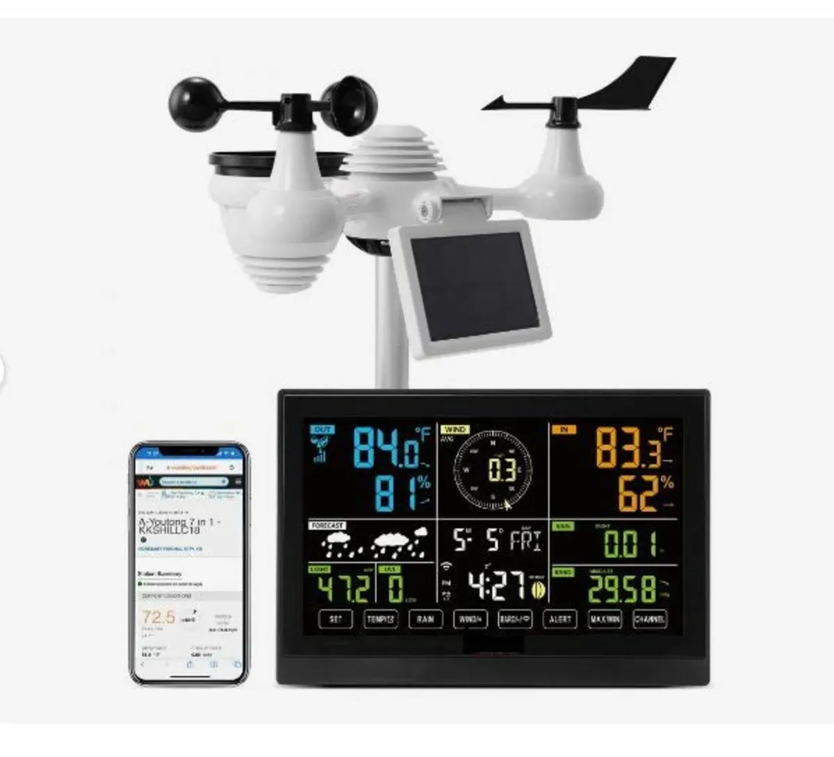 7-in-1 Wi-Fi Weather Station, 19.1 cm (7.5-inch) - Image 1